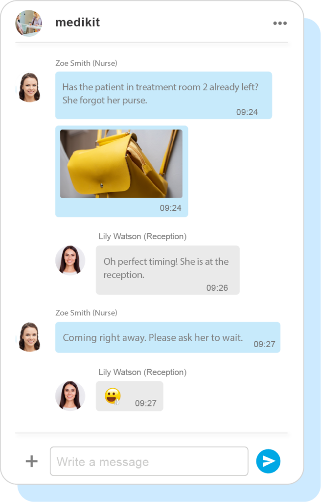 medikit Chat enables instant communication with individual colleagues and entire departments